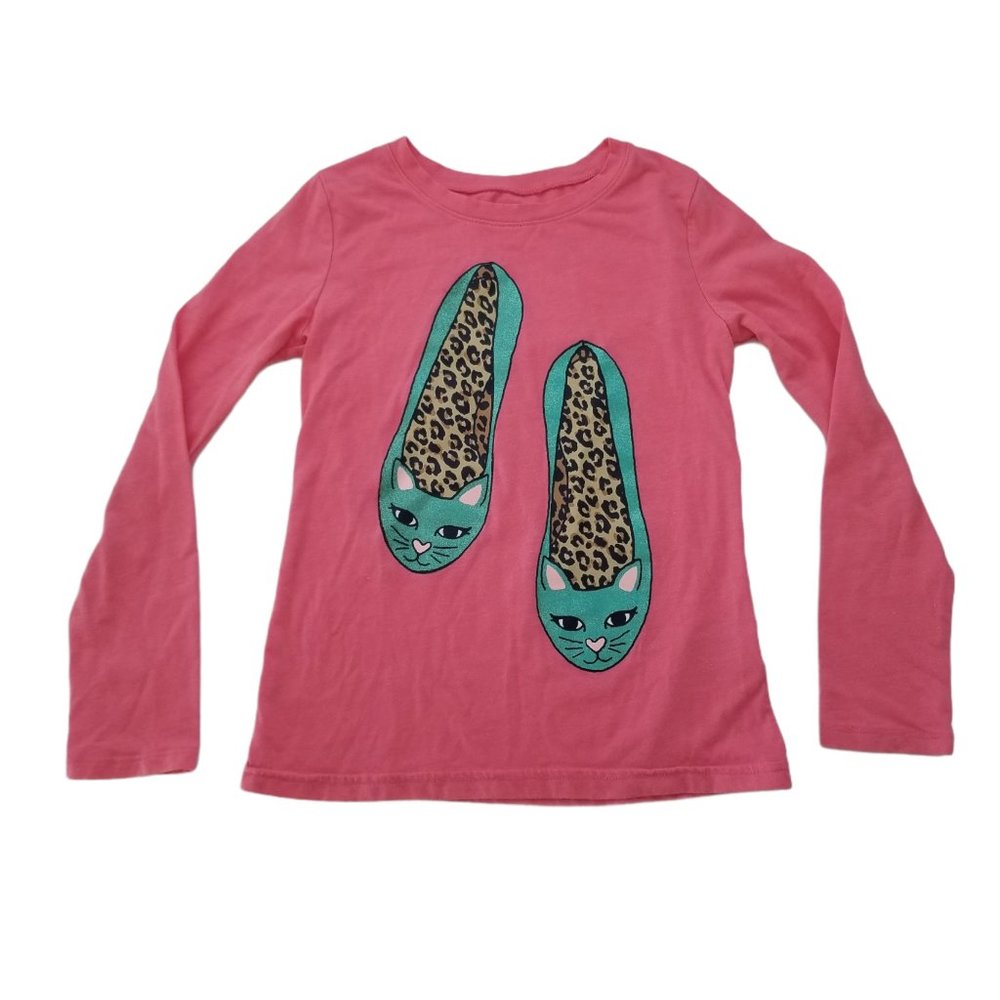 💥 3/$15 -  Kitty Glitter Shoe Long Sleeve Shirt Pink Size M